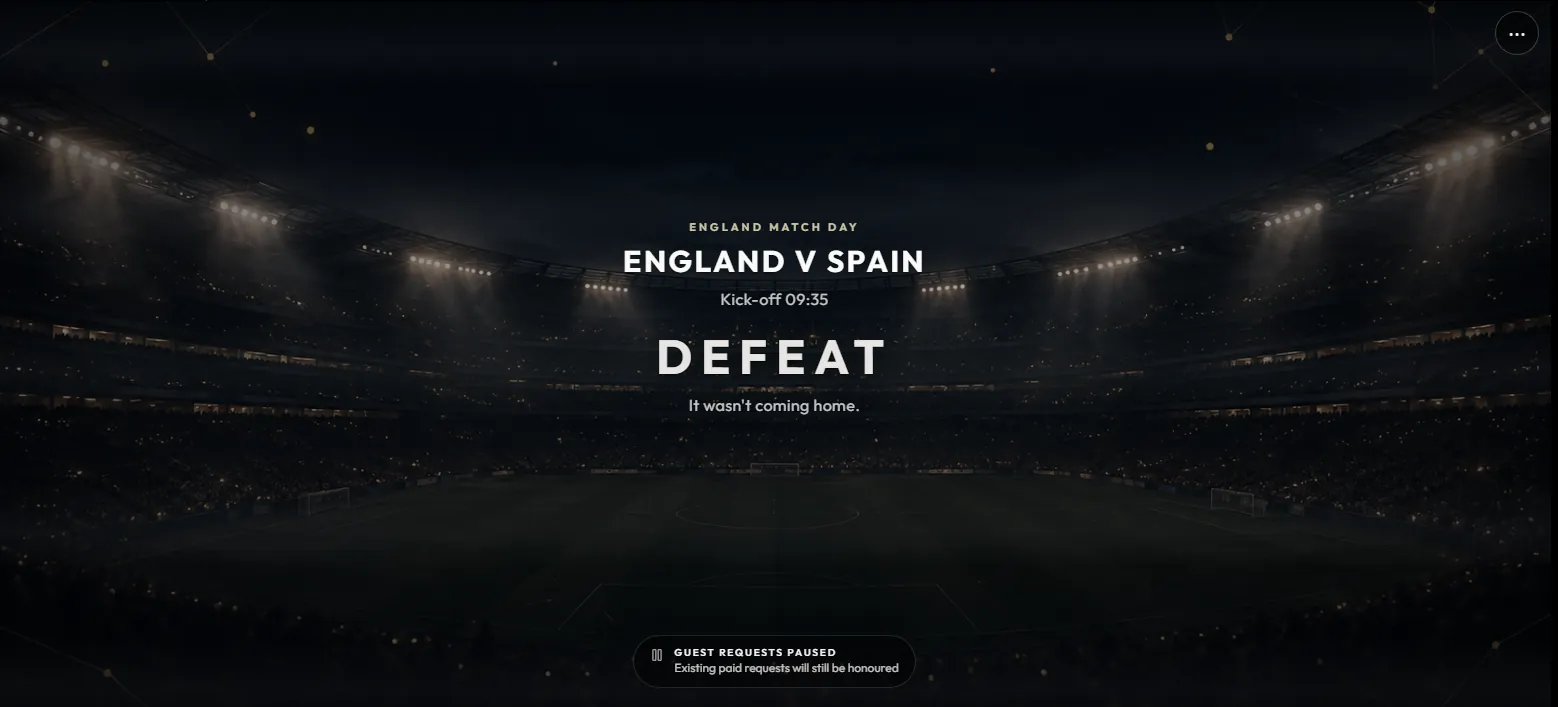 England v Spain after defeat, in the post-match programme